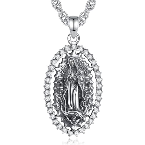 EUDORA 925 Sterling Silver Crucifix Pendant Necklace with Bible Verse Amulet