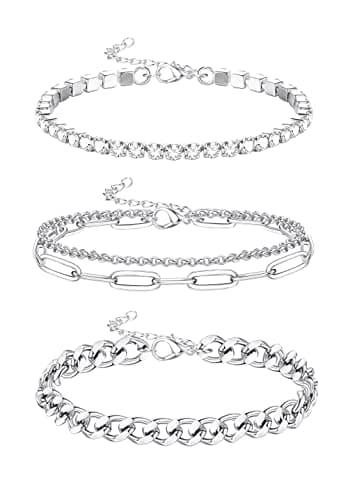 HANPABUM Stainless Steel Boho Layered Anklet Summer Foot Jewelry