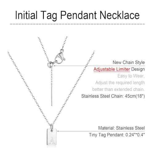 Trendy Silver Initial Pendant Necklace for Women