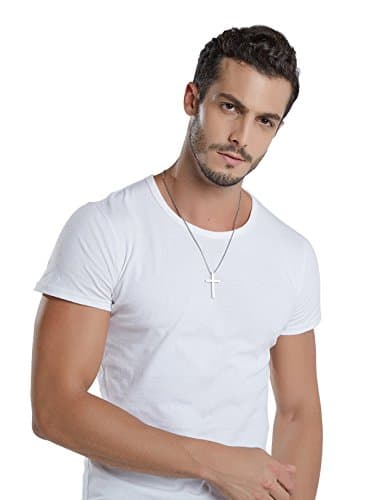 Reve Reve Simple Stainless Steel Silver Tone Cross Pendant Necklace 20-22 Inches