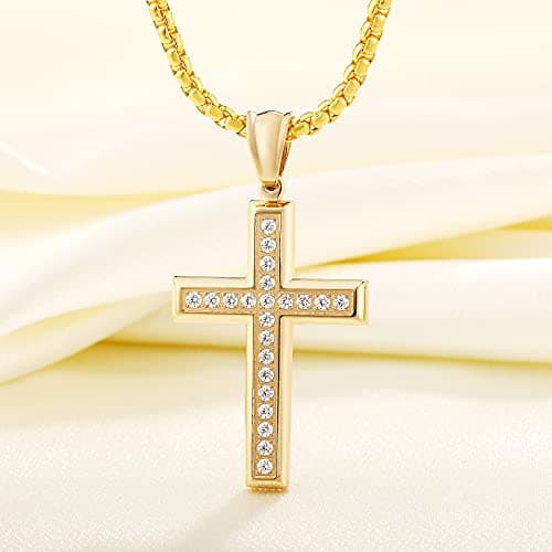 YL Men's 316L Stainless Steel Jesus Ankh Pendant Necklace