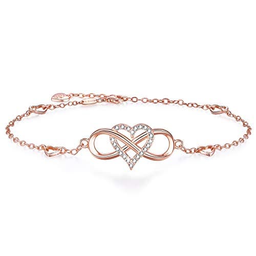 BlingGem Women's Sterling Silver Rose Gold Infinite Anklet Necklace Summer Jewelry Gift
