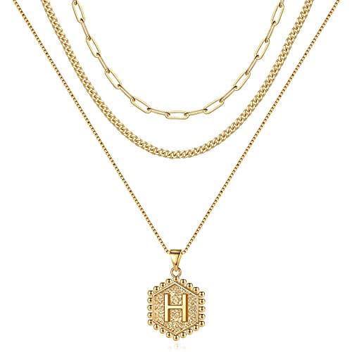 Layered Initial Necklaces for Women