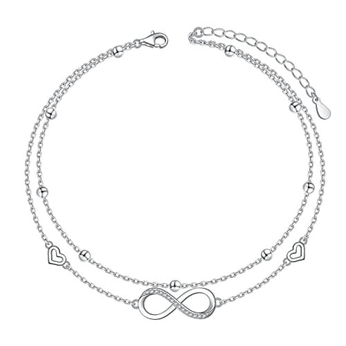 S925 Sterling Silver Evil Eye Starfish Heart Anklet for Women