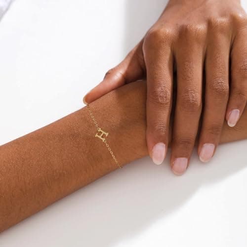Kyerlyn Alphabet A-Z Adjustable Gold Plated Bracelet for Women
