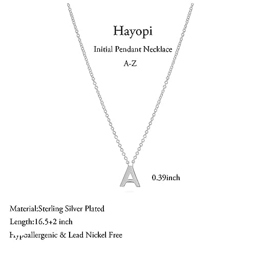 Hayopi Dainty Silver Initial Necklace for Women