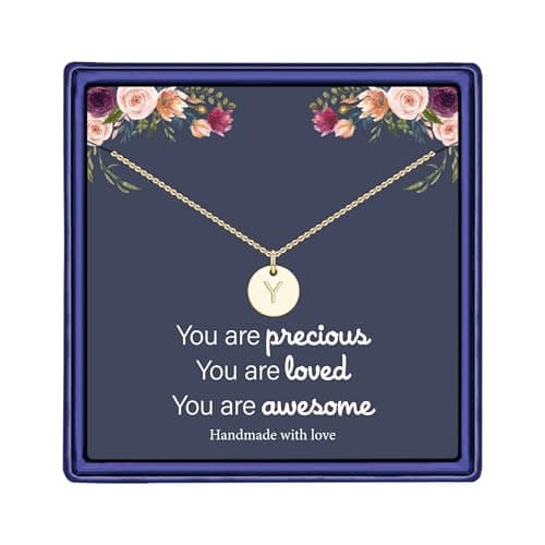 Hidepoo Mothers Day Gifts: Personalized Disc Initial Necklaces for Girls & Women - Gold/Fill Rose Gold/S925 Silver