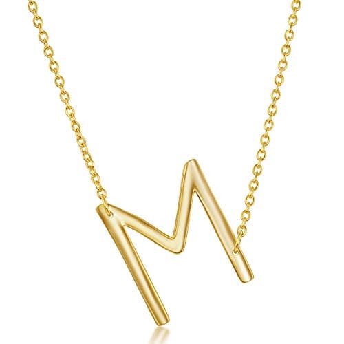 Beaux Bijoux Sideways Initial 14k Gold & Silver Necklaces | Unique Birthday Gift | Trendy Dainty Jewelry