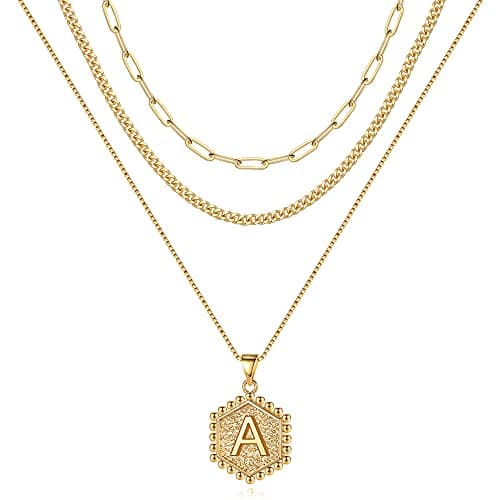 Layered Initial Necklaces for Women
