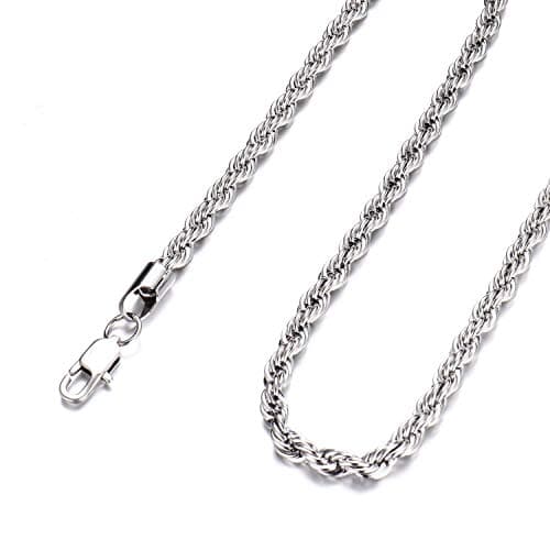 Stainless Steel 925 Silver Twist Rope Necklace 14-30 Inches