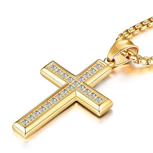 YL Men's 316L Stainless Steel Jesus Ankh Pendant Necklace