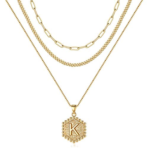 Layered Initial Necklaces for Women