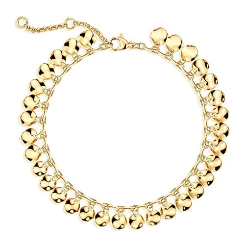 LOYATA 14K Gold Plated Dainty Ankle Bracelet with White CZ Cross Tassel Boho Jewelry for Women
