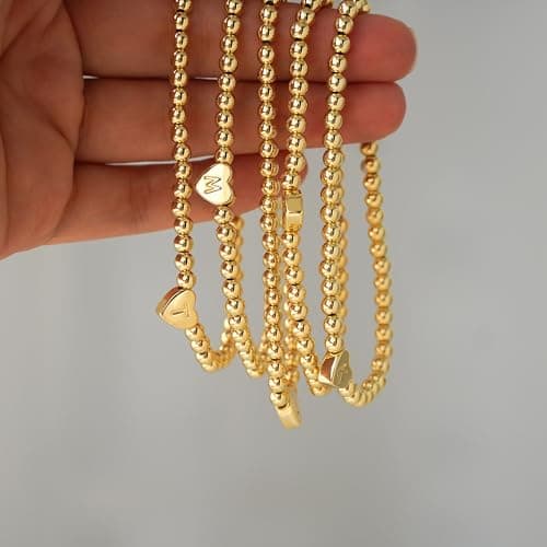Personalized Name Bracelet - MARYLAX Gold Beaded Bracelets for Women