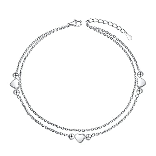 S925 Sterling Silver Evil Eye Starfish Heart Anklet for Women
