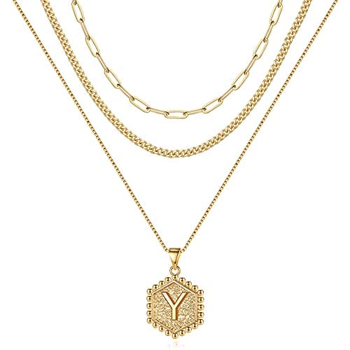 Layered Initial Necklaces for Women