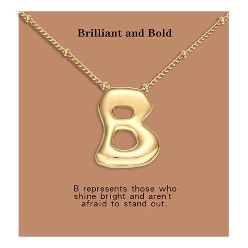 VOJO Gold Plated Balloon Letter Pendant Necklace for Women