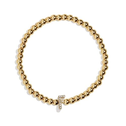 BaubleBar Pisa Stretch Bracelet - Personalized Gold-Plated Vertical Pave Initial Jewelry for Women