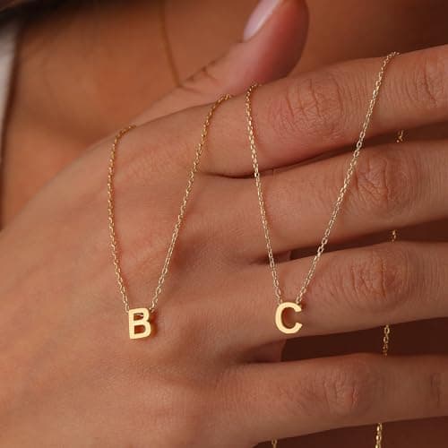 Dainty 18K Gold Plated Initial Necklace for Women