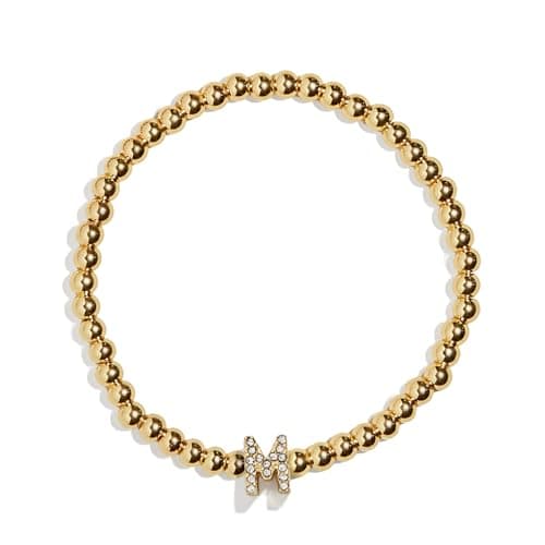 BaubleBar Pisa Stretch Bracelet - Personalized Gold-Plated Vertical Pave Initial Jewelry for Women