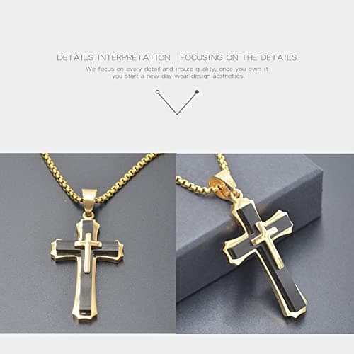 Large Stainless Steel Cross Pendant Necklace for Men and Women