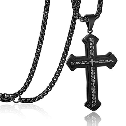 Stainless Steel Nail Cross Pendant Necklace for Men Women 24" Chain