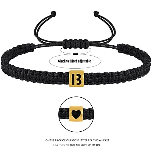 Adjustable Woven Rope Bracelet with 26 Alphabet Letter Charms