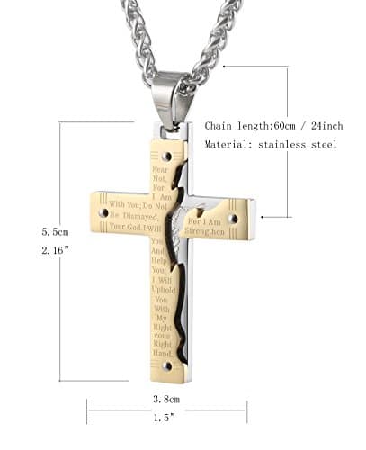 HZMAN Men's Stainless Steel Jesus Crucifix Pendant Necklace
