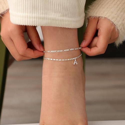 Tasiso Women's Waterproof Sterling Silver Plated Anklet Jewelry