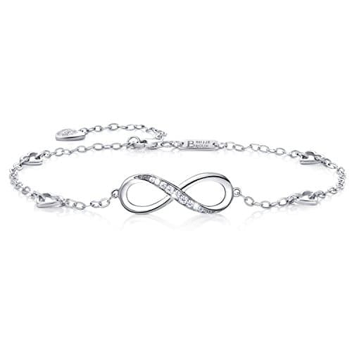 Billie Bijoux Sterling Silver Infinity Anklet Charms Large Adjustable Bracelet