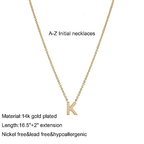 14k Gold Plated Initial Letter Choker Necklace for Women