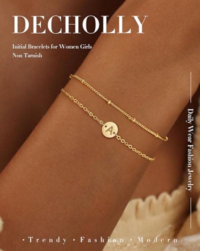 Decholly Gold Plated Initial Letter Bracelet for Women & Girls