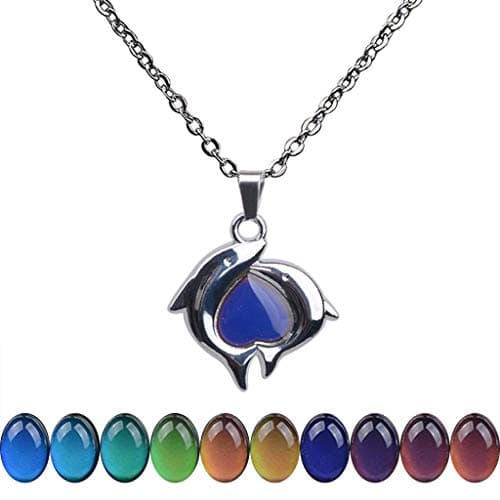FM42 Temperature Sensing Color-Changing Pendant Necklace with Stainless Steel Chain