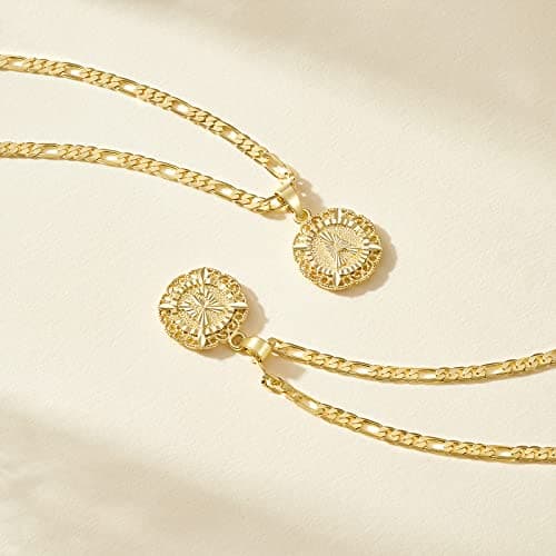 KissYan 14K Gold Plated Round Letter Pendant Monogram Necklace A-Z