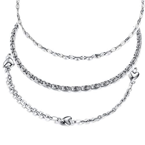 Hoduar Women's Stainless Steel Ankle Bracelet Set