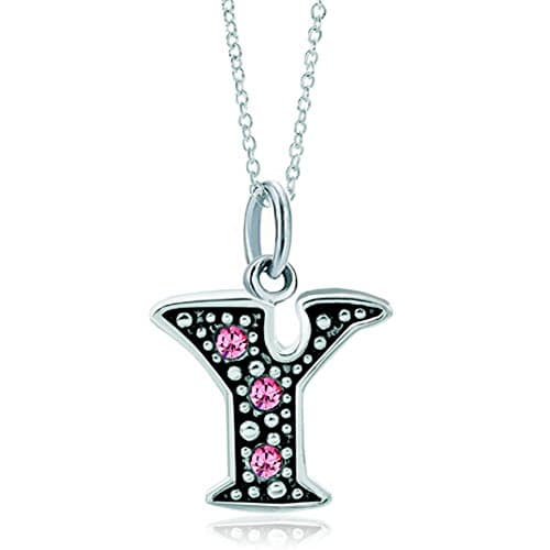 LovelyJewelry Pink Alphabet A-Z Initial Bead Necklace Pendant