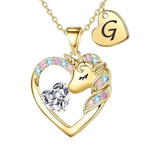 IEFRICH CZ Heart Unicorn Necklace for Girls & Teens Jewelry