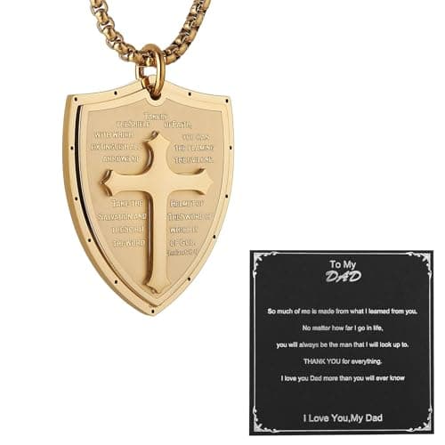 HZMAN Shield of Faith Cross Pendant Necklace