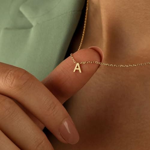 18K Gold Plated Tiny Letter Necklace Personalized for Women