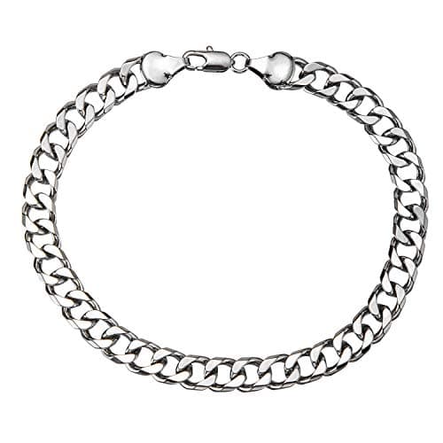 Kelistom 14K White Gold Plated Cuban Link Anklet Bracelets