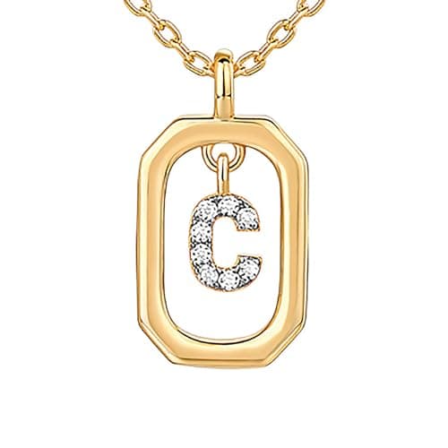 PavoI 14K Gold Plated CZ Letter Pendant Necklace for Women