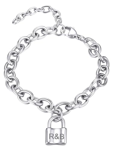 GOLDCHIC Stainless Steel Heart Charm Bracelet for Women - Initial Letters Alphabet Bracelets