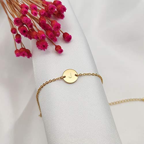 Ovian Initial Charm Gold Plated Coin Disc Name Bracelet