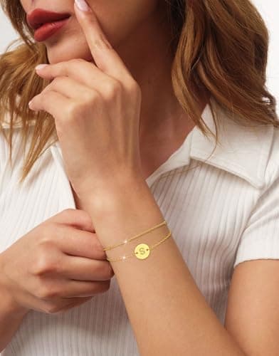 KAERUN Gold Filled Initial Bracelets for Women Personalized Gifts