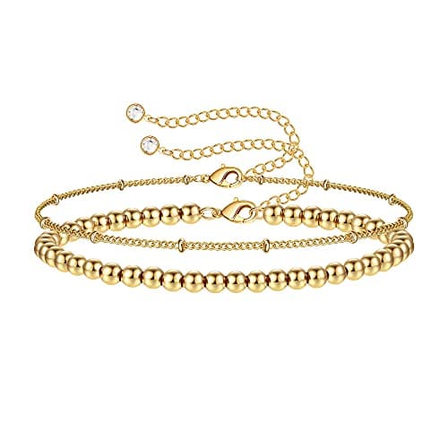 Turandoss Women's 14K Gold Plated Evil Eye Layered Bracelet