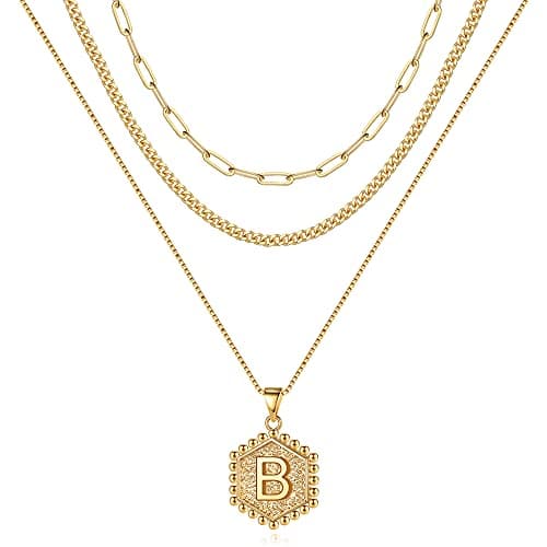 Layered Initial Necklaces for Women