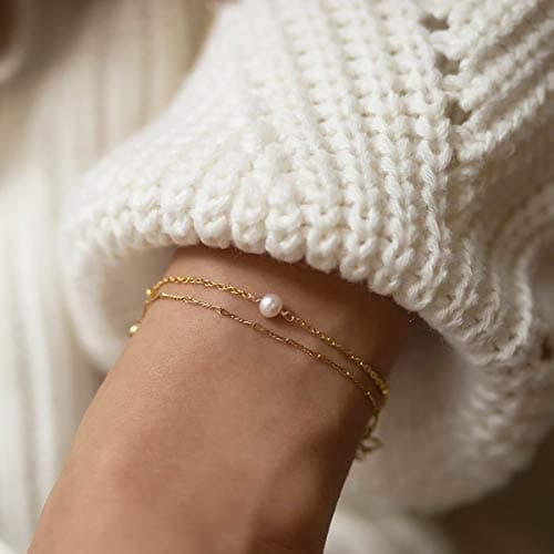 14k Gold Plated/Sterling Silver Dainty Satellite Beads Bracelet
