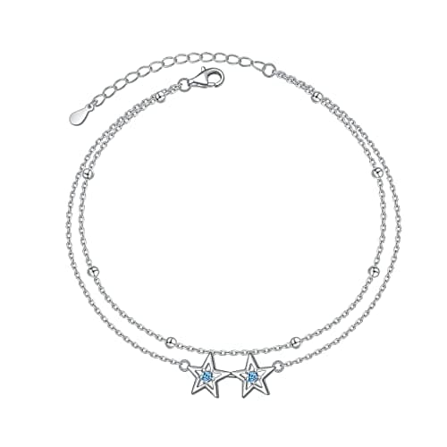 S925 Sterling Silver Evil Eye Starfish Heart Anklet for Women