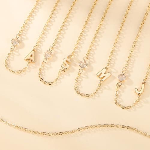 Turandoss Gold Initial Necklace for Women with Cubic Zirconia
