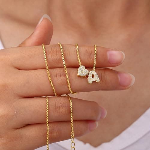 Turandoss Gold Heart Initial Necklace for Women